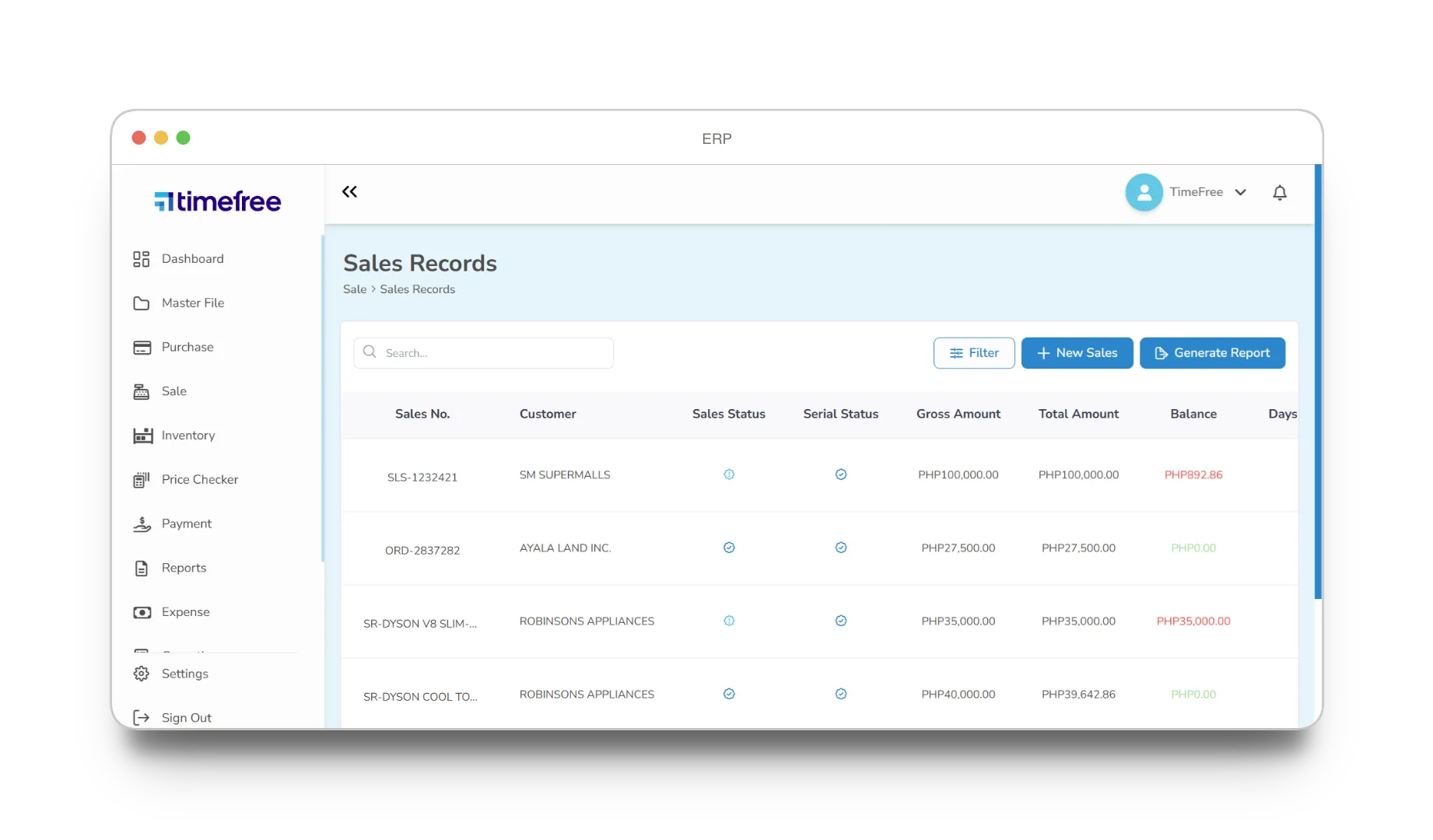 ERP supporting screen 1
